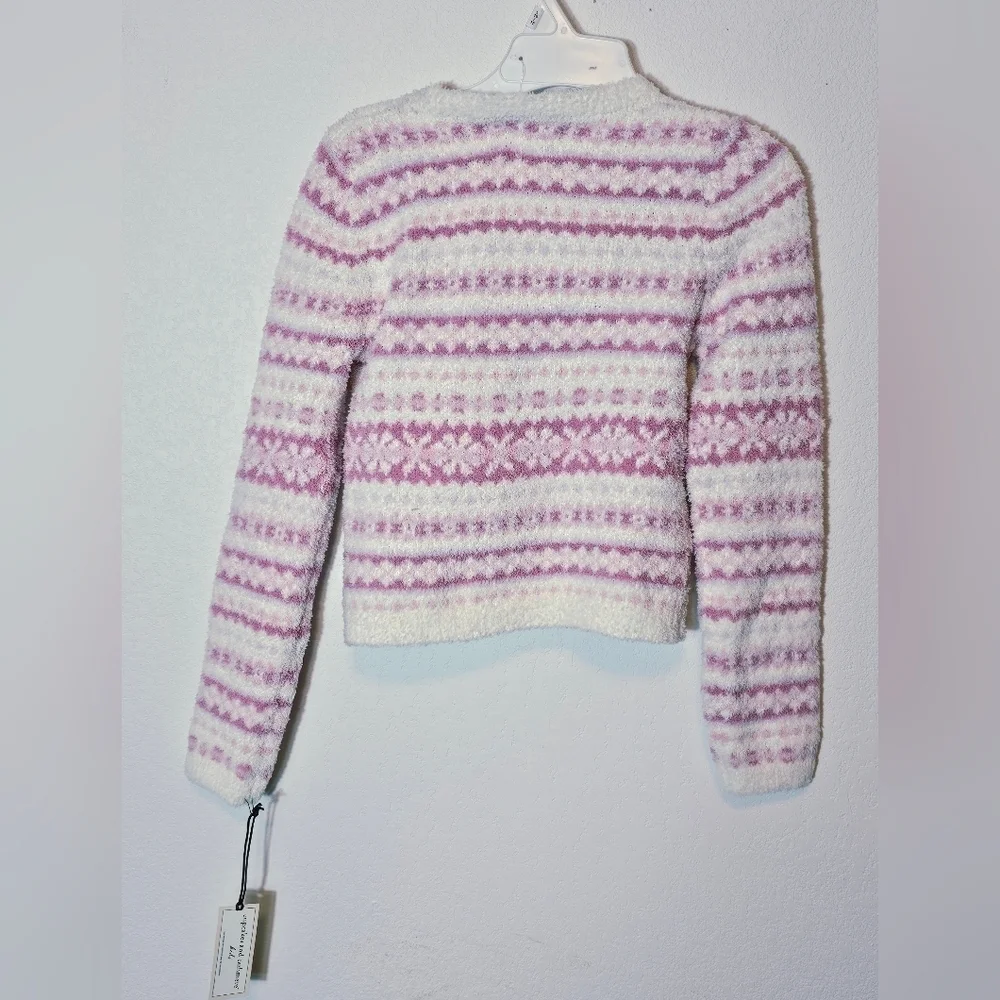 cupcakes & cashmere Kids Lavender Pink and White Sweater & Hat Size L 10/12